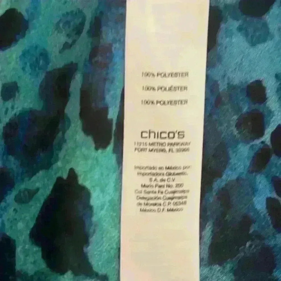 Chicos Women Blue Leopard Print Stone Lace Embellished Long Sleeve Shirt 0 - Picture 7 of 8